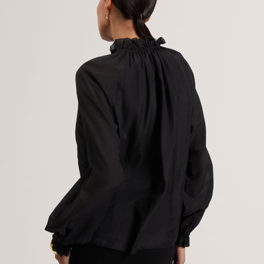 Women's SAMRAA-Gathered Neck Long Sleeve Blouse