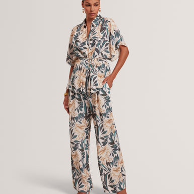 GRIESHA: Printed Mid Rise Straight Leg Trouser