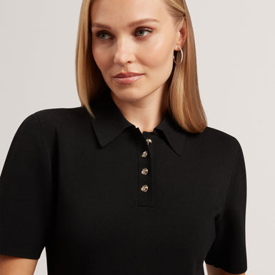 RONDAA: Mini Short Sleeve Knitted Polo Dress