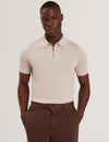 GIVRANS: Silk Blend Zip Polo