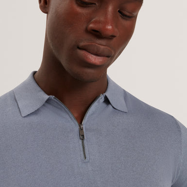 GIVRANS: Silk Blend Zip Polo