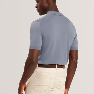 GIVRANS: Silk Blend Zip Polo