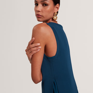 LEEYAMA: 2 In 1 Knit Top With Pleat Cami Dress