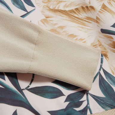 MERRNI: Printed Woven Front Knit Top