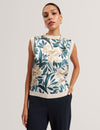 AYLLI: Printed Woven Front Sleeveless Top
