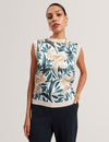 AYLLI: Printed Woven Front Sleeveless Top