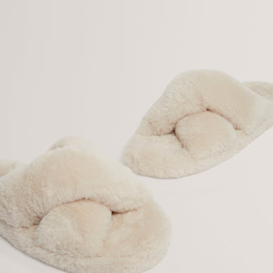 LOPPLY: Faux Fur Cross Over Slipper