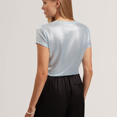 LATRINA: Metallic Jersey Fitted Tee