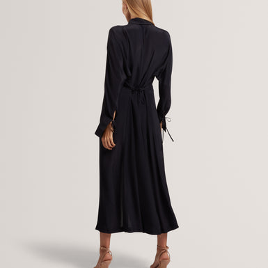 RHAEAA: Tie Detail Midi Shirt Dress
