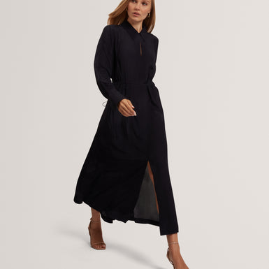 RHAEAA: Tie Detail Midi Shirt Dress