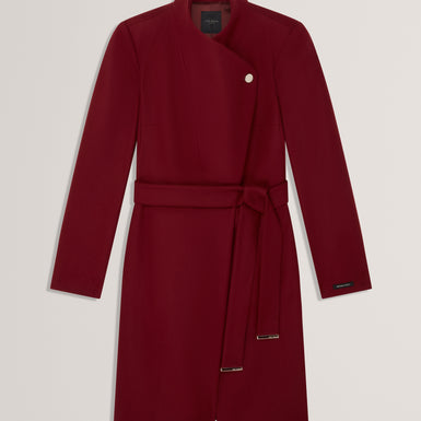 PPOPPYY: Mid Length Belted Wool Wrap Coat