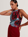 Women's HARPLYN-Print Sleeveless Drape Neck Top