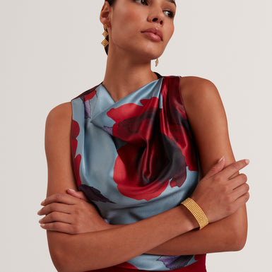 Women's HARPLYN-Print Sleeveless Drape Neck Top