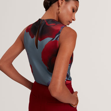 Women's HARPLYN-Print Sleeveless Drape Neck Top