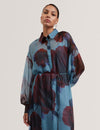 Women's MARRNIE-Printed Bib Detail Maxi Shirt Dress
