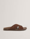 TEVIIN: Tb Script Suede Mix Sandals