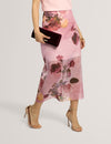 ETHNYA: Printed Organza Overlay Midi Skirt