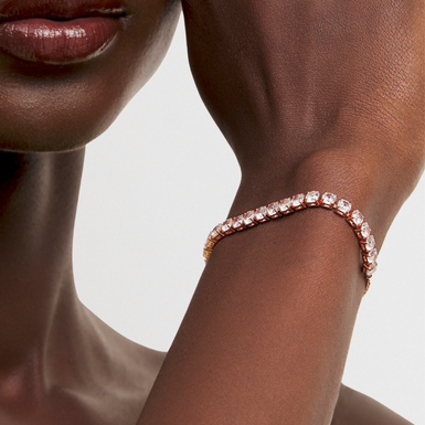 MELRAH: Rosegold Crystal Adjustable Tennis Bracelet