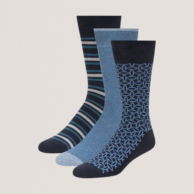 TERRYP: 3 Pack Cotton Crew Sock Blue