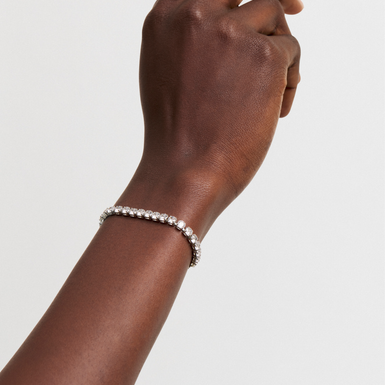 MELRAH: Silver Crystal Adjustable Tennis Bracelet