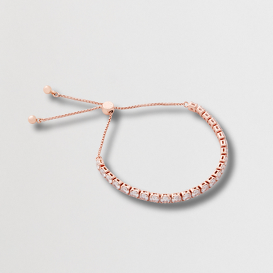 MELRAH: Rosegold Crystal Adjustable Tennis Bracelet