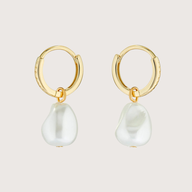 PERIAA: Pearl Huggie Earrings