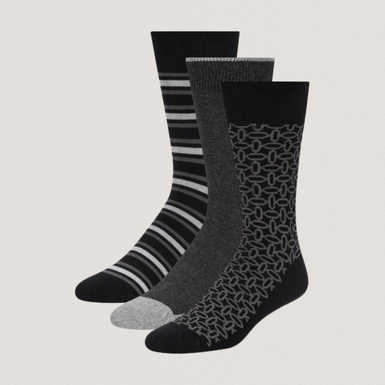 TERRYP: 3 Pack Cotton Crew Sock Black