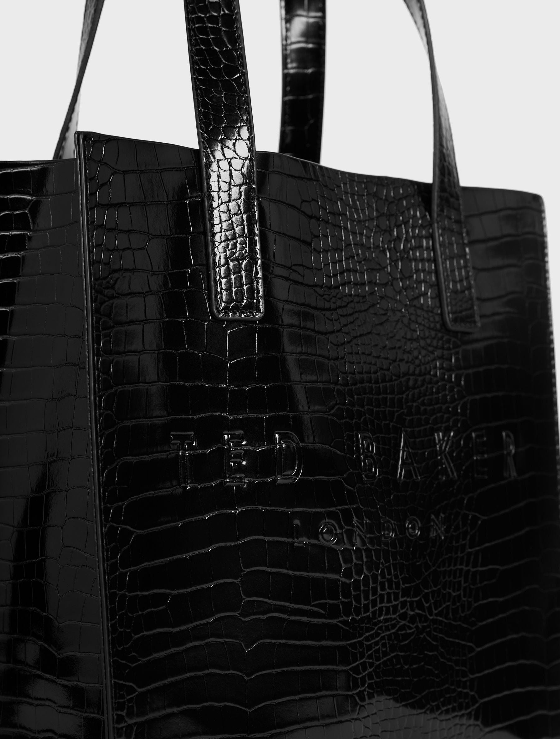 Women's Reptcon-Croc Effect Small Icon Bag Jet-Black