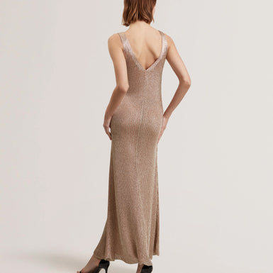 Women's ALARNAA-Chainmail Knitted Column Dress Gold