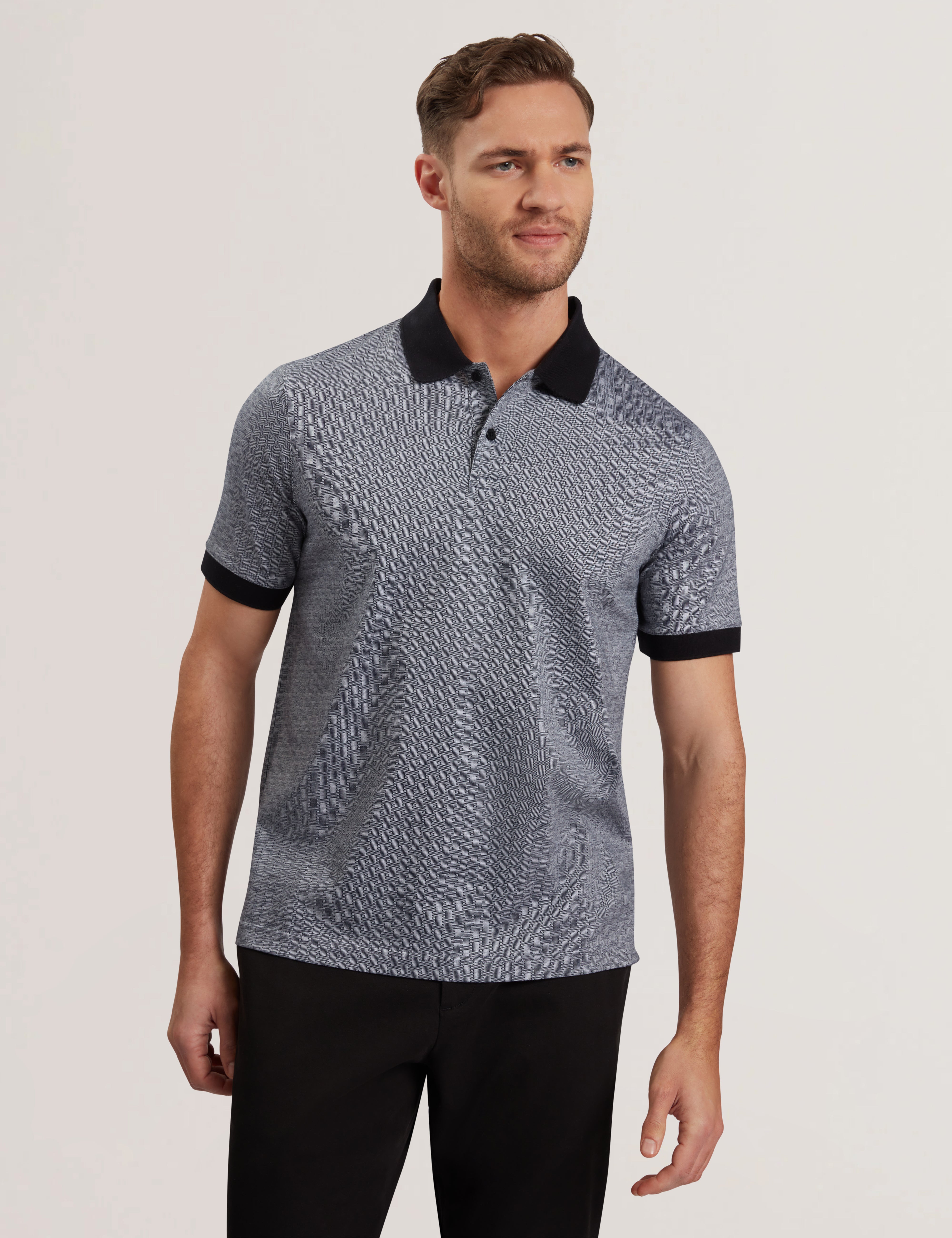 Men's AUGUSO-SS Regular Tonal Jacquard Polo