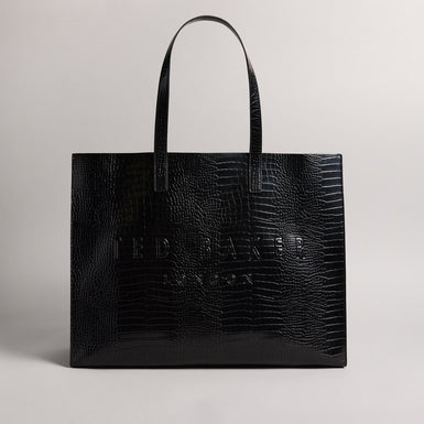 Women's Allicon-Croc Effect Extra Large Icon Bag Black