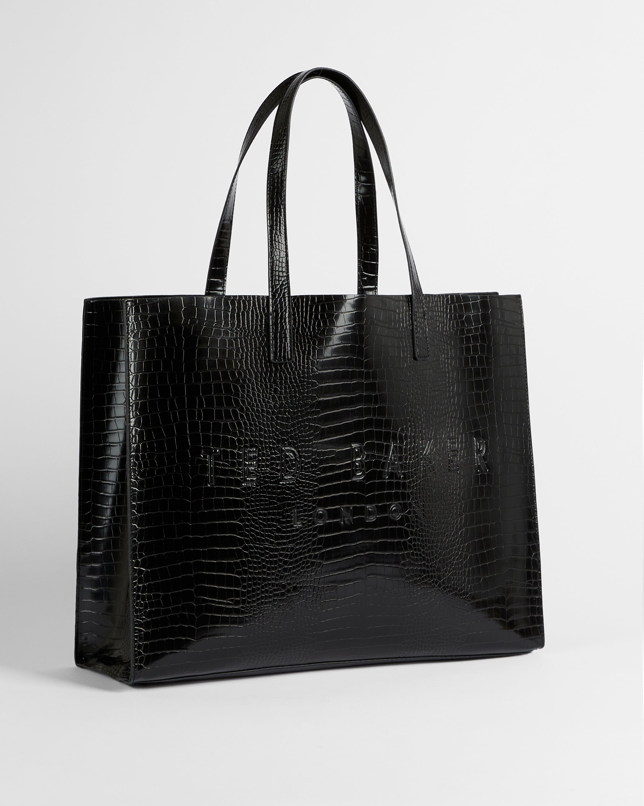 Women's Allicon-Croc Effect Extra Large Icon Bag Black