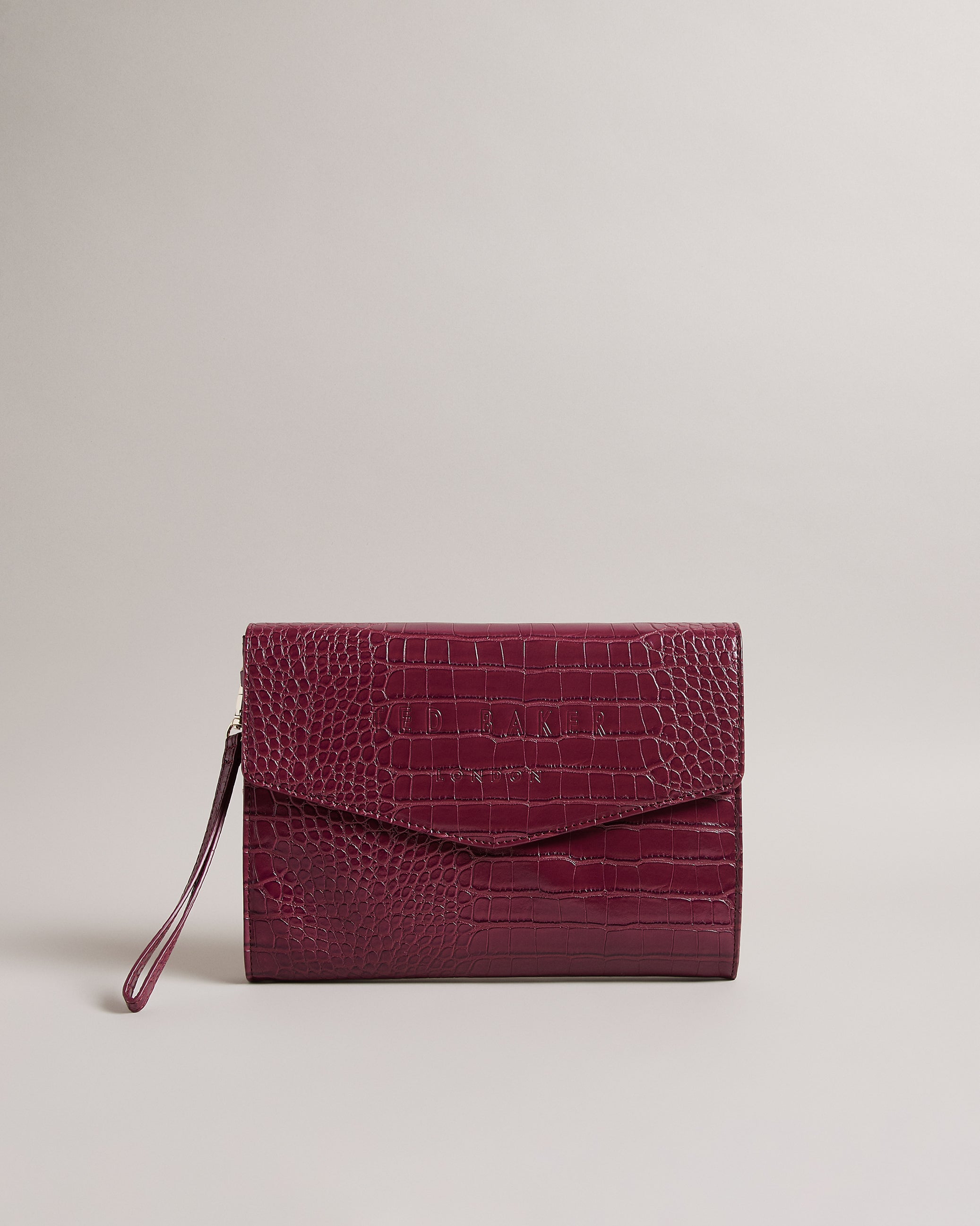 Women's Crocey-Croc Effect Envelope Pouch Dp-Purple