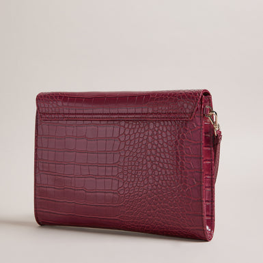 Women's Crocey-Croc Effect Envelope Pouch Dp-Purple