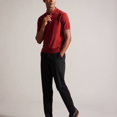 Men's Daldin-Ss Rayon Zip Polo Dk-Orange