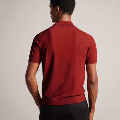 Men's Daldin-Ss Rayon Zip Polo Dk-Orange