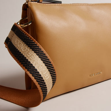 Women's Darceyy-Branded Webbing Leather Crossbody Taupe