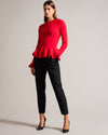 Women's DEVANA- Flat Front Tapered Leg Pants Black