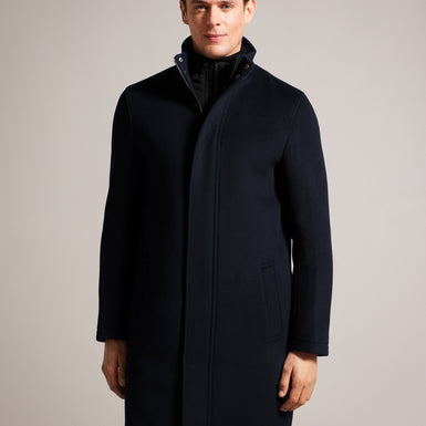 Men's Ederson-Wool Blend Funnel Neck Coat Navy