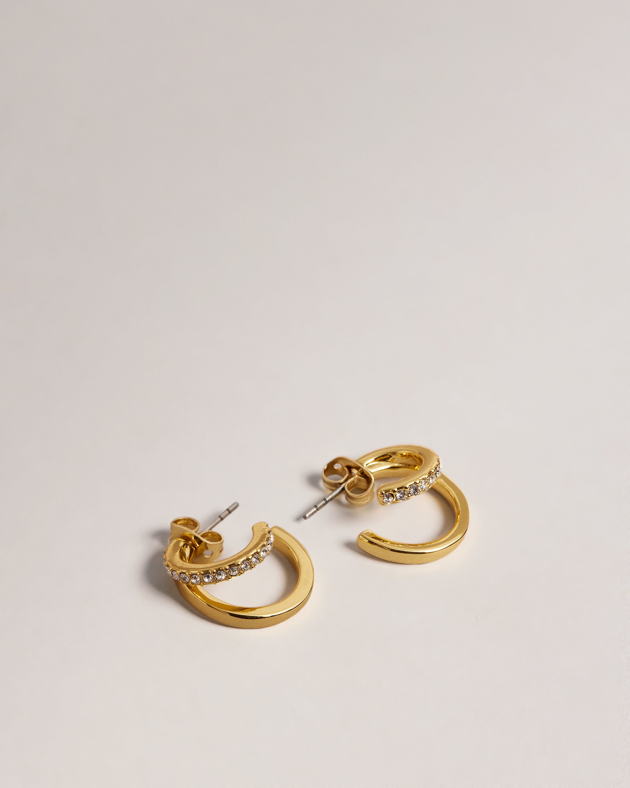 HELIAS: Crystal Double Hoop Earrings