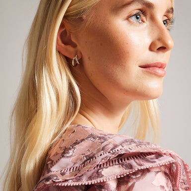 HELIAS: Crystal Double Hoop Earrings