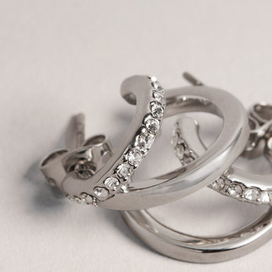 HELIAS: Crystal Double Hoop Earrings