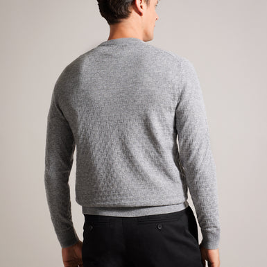 Men's Loung-Ls T Stitch Crew Neck Grey-Marl