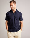 Men's Polenn-Ss Regular Textured Half-Zip Polo Navy
