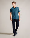 Men's Polenn-Ss Regular Textured Half-Zip Polo Teal-Blue