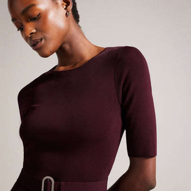 Women's Samalee-Knitted Flippy Skirt Midi Dress Dk-Red