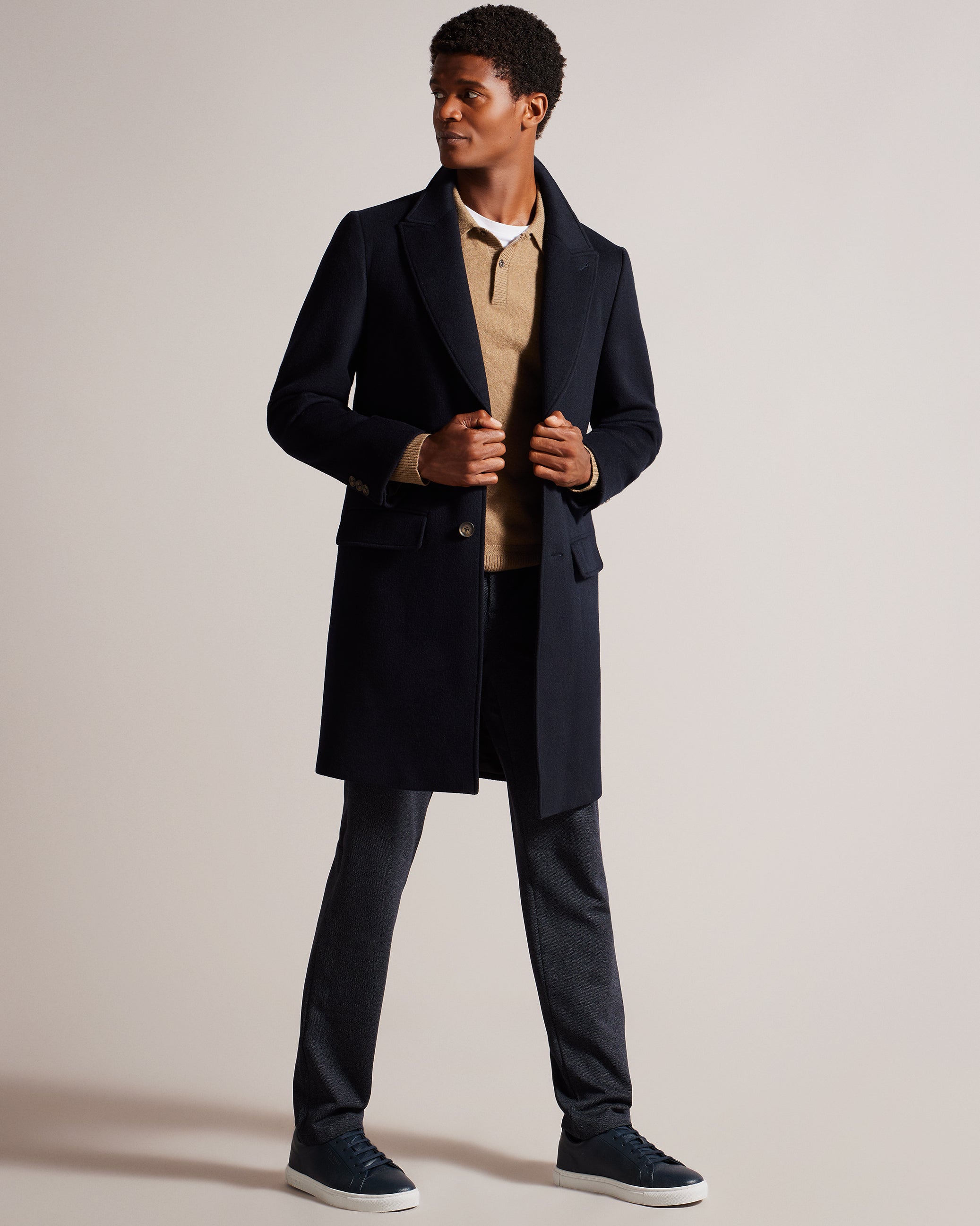 パンダ　sevendot Wool  Tailored Coat Men's Wilding-Wool Blend Overcoat Navy – Poseidon Brands