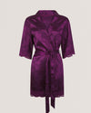 CLARA: Satin Lace Trim Kimono Dressing Gown