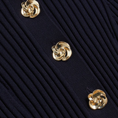 Women's DAYYZI-Rib Knit Biker Detail Cardigan Navy