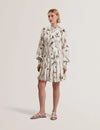 Women's ELODIZA-Linen Silk Pleated Mini Dress Ivory